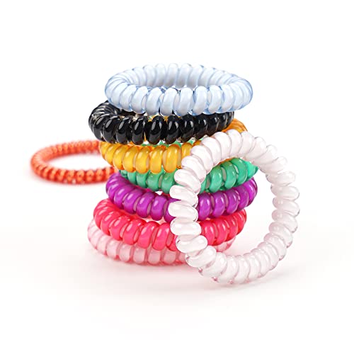 DeD 26 Pcs Spiral Hair Ties,No Crease Ponytail Holders,3 Styles Coil Hair Ties,Slim Laser Colors Spiral Bracelets,Phone Cord Fluorescent Elastic Hair Coils Hair Accessories for Women Girls - Image 4