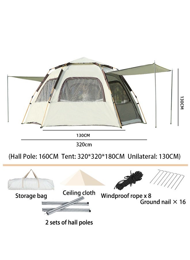 Arabest Outdoor Camping Tent,Hexagonal Tent,5-8 Person Family Tent,Double Waterproof,2 Doors and 4 Windows,With Awning,Easy to Install and Carry,Suitable for Traveling with Family(320*320*180cm)  - Image 1
