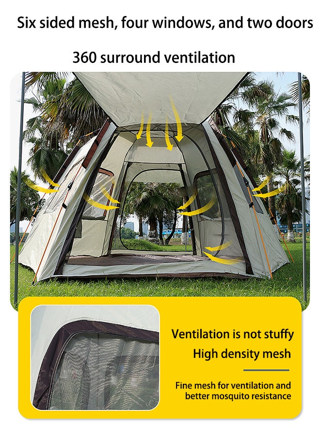Arabest Outdoor Camping Tent,Hexagonal Tent,5-8 Person Family Tent,Double Waterproof,2 Doors and 4 Windows,With Awning,Easy to Install and Carry,Suitable for Traveling with Family(320*320*180cm)  - Image 3