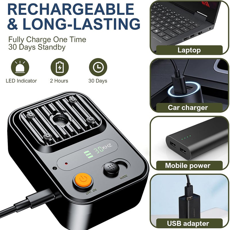 Ultrasonic Dog Repeller Dog Bark Deterrent Devices Waterproof Rechargeable Portable Three Modes Multifunctional Anti-Noise Anti-Barking Pet Dog Trainer Barking Silencer Indoor & Outdoor - Image 4