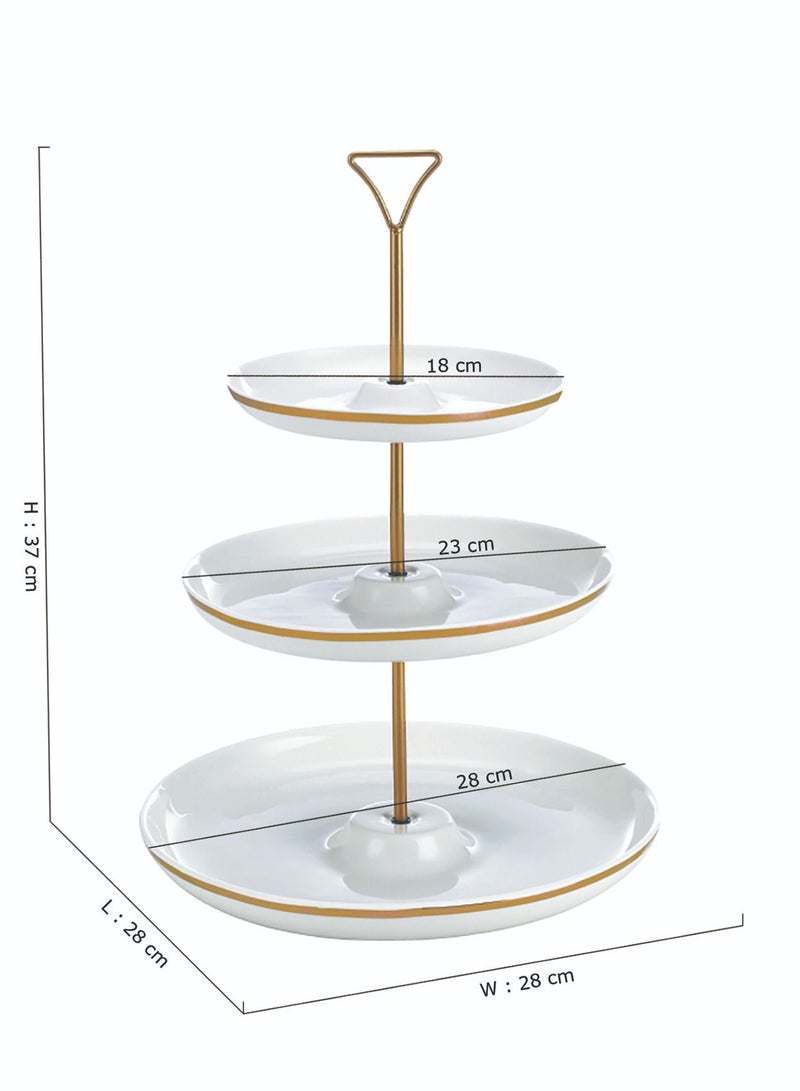 Shallow صحن دائري 3 طبقات 7"/9"/11" مع قاعدة ذهبية وديكال - Image 3