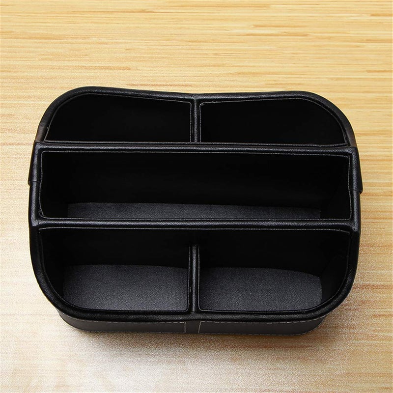 Arniche PU Leather Remote Control Holder,360 Degree Spinning Desk TV Remote Caddy,Desk Organizers and Accessories,for Controller,Media,Mail,Calculator,Mobile Phone,Pen Storage Holder(Black) - Image 3