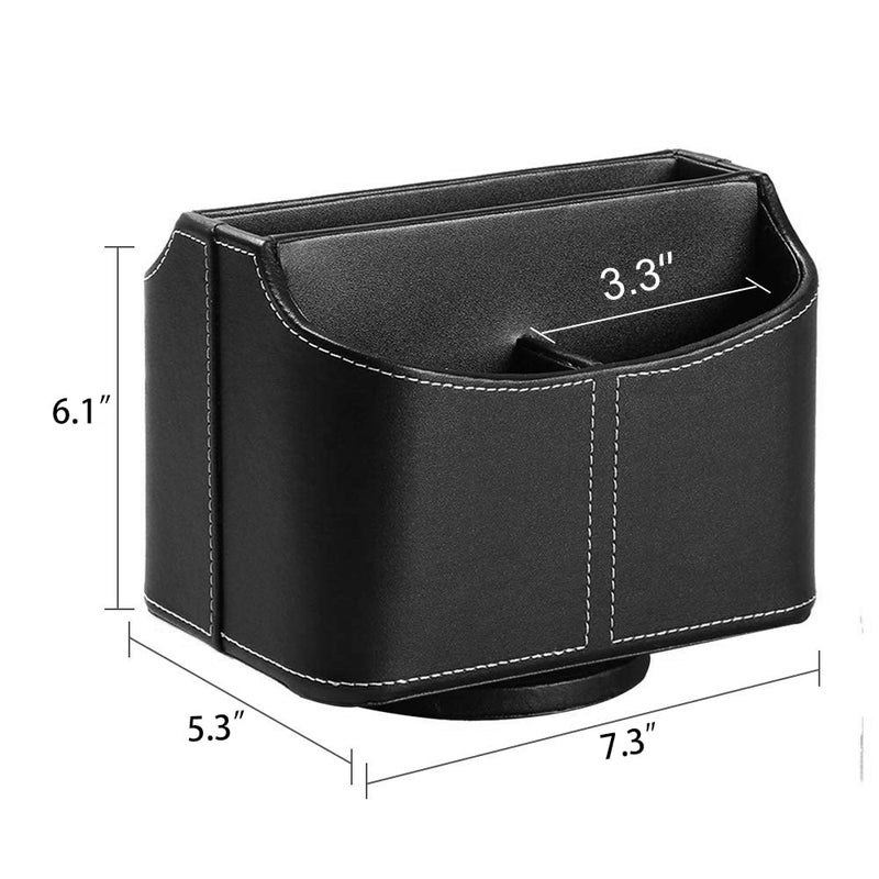 Arniche PU Leather Remote Control Holder,360 Degree Spinning Desk TV Remote Caddy,Desk Organizers and Accessories,for Controller,Media,Mail,Calculator,Mobile Phone,Pen Storage Holder(Black) - Image 5