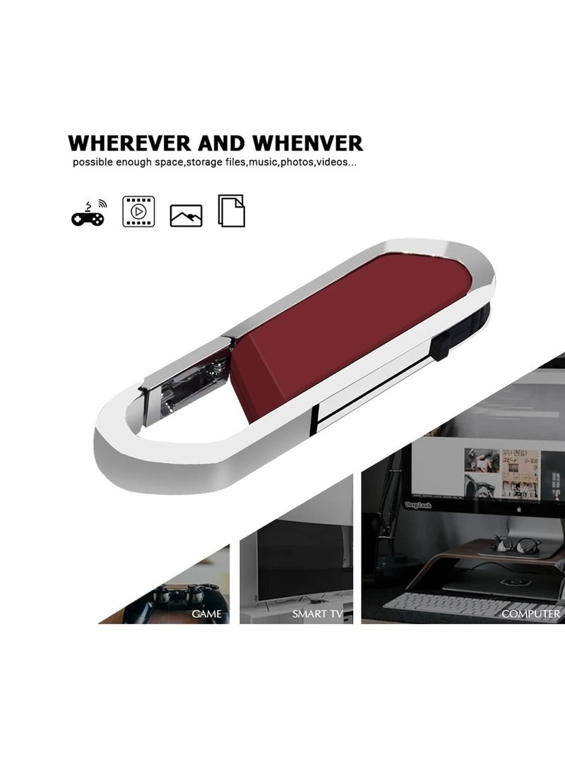 USB Flash Drive, Portable Metal Thumb Drive with Keychain, USB 2.0 Flash Drive Memory Stick, Convenient and Fast Pen Thumb U Disk for External Data Storage, (1pc 2GB Red) - Image 3