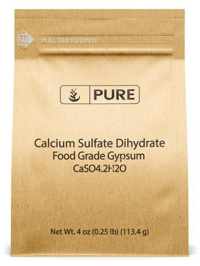 PURE ORIGINAL INGREDIENTS مكونات أصلية نقية كبريتات الكالسيوم (4 أونصات) للخبز ومعالجة المياه والبستنة - Image 1