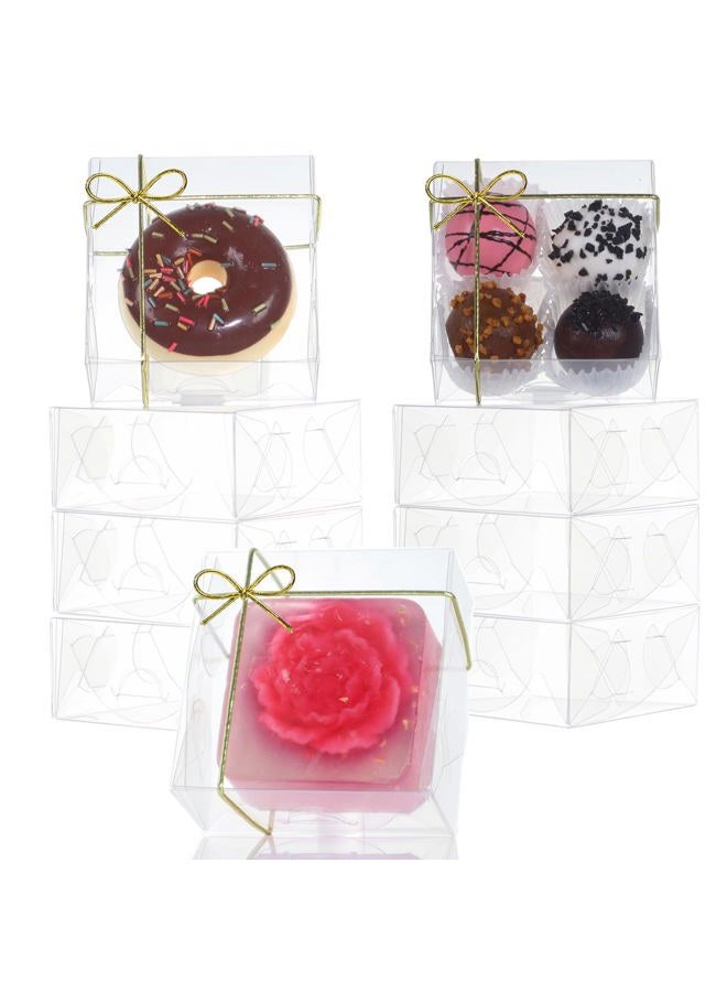 SLShePack 3.3"X3.3"X1.5" 100PCS Clear Chocolate Truffle Boxes for Cookies, Soap, Donuts, Macarons, Mini Bakery, Brownies - Image 1