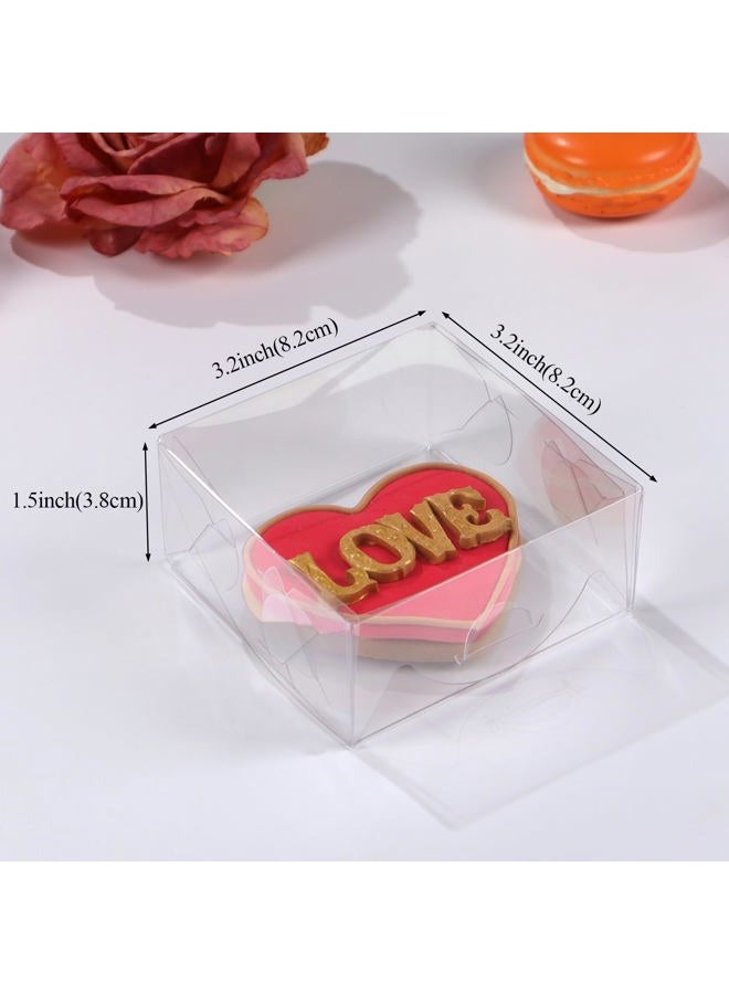 SLShePack 3.3"X3.3"X1.5" 100PCS Clear Chocolate Truffle Boxes for Cookies, Soap, Donuts, Macarons, Mini Bakery, Brownies - Image 2