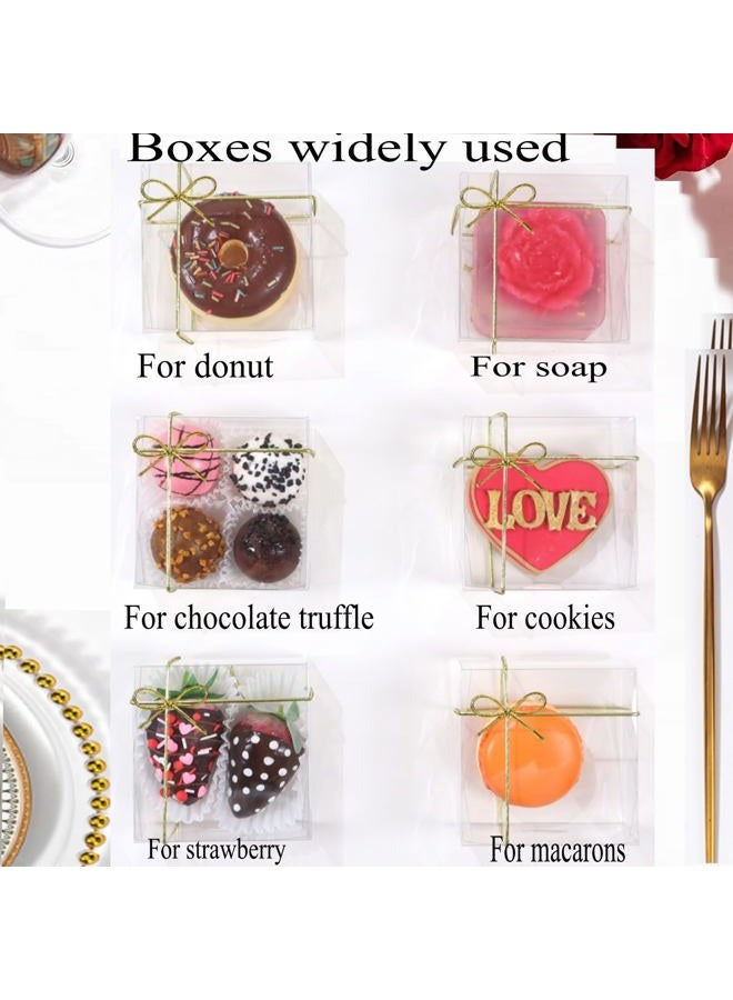 SLShePack 3.3"X3.3"X1.5" 100PCS Clear Chocolate Truffle Boxes for Cookies, Soap, Donuts, Macarons, Mini Bakery, Brownies - Image 5