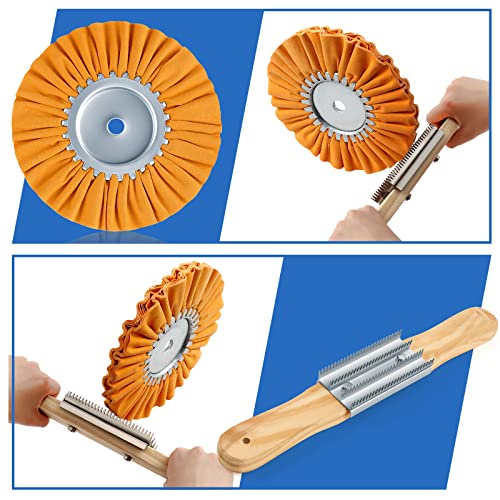 Liliful 12 Pcs 8" Airway Polishing Wheel Kit in Diameter 5/8", Metal Aluminum Buffing Wheel and Polishing Compound and Buffing Drill and Rake Pad for Angle Grinder Mirror Metal Finish (Bright Color) - Image 3