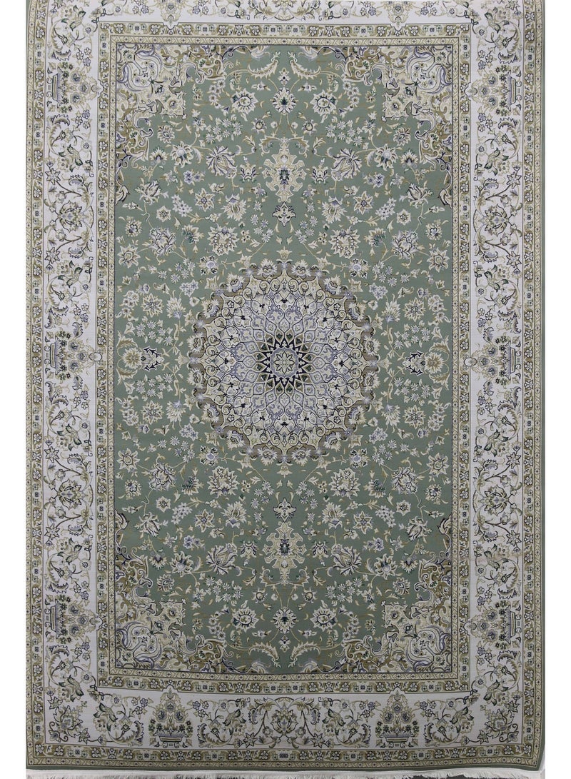 Alkaffary Bashayer carpet with elegant patterns that add a unique artistic touch to your home, made of long-lasting, wear-resistant materials, light green - Image 4