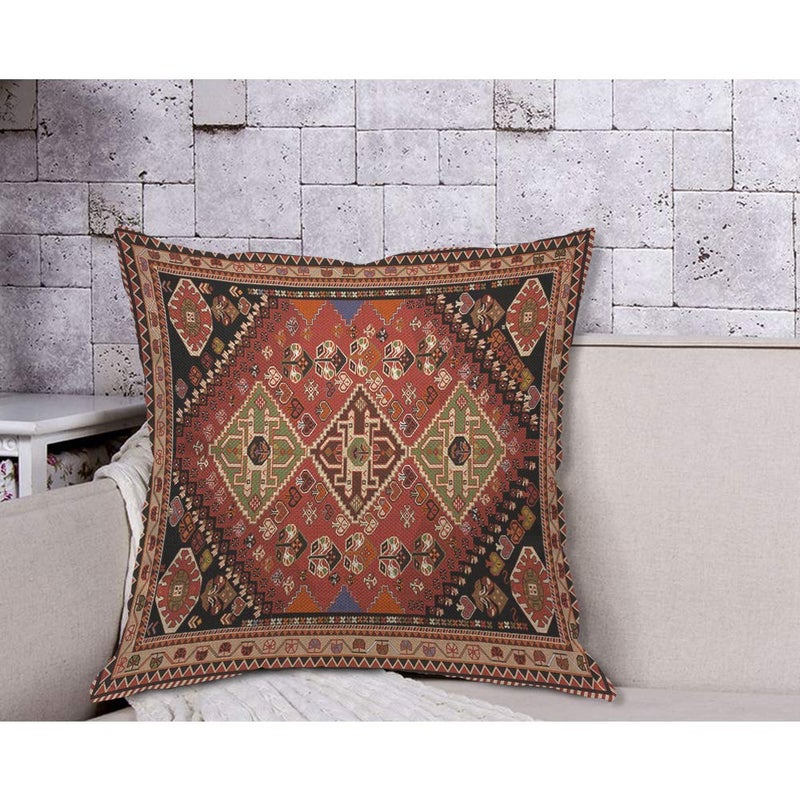 AOYEGO Persian Carpet Tribal Pattern Throw Pillow Cover Persian Embossing Ethnic Geometric Chaotic Diamond Grid Zigzag Pillow Case 18x18 Inch Decorative Men Women Room Cushion Cover for Home - Image 4