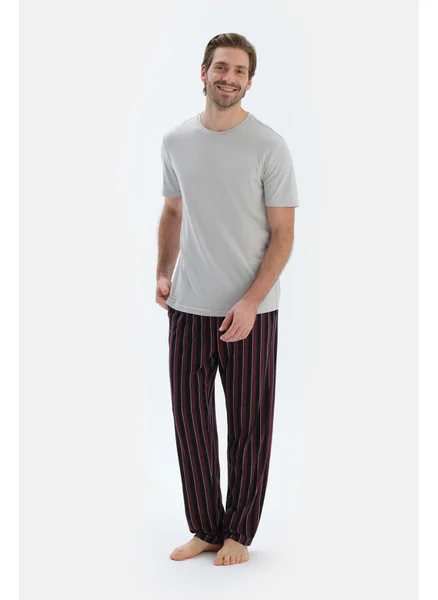 dagi T-shirt & Trousers Pajama Set Crew Neck Cotton Blend Mid Rise Regular/Classic Fit Sleepwear