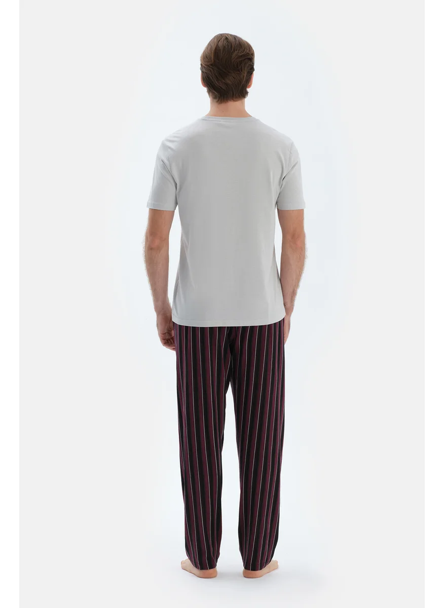 داجي T-shirt & Trousers Pajama Set Crew Neck Cotton Blend Mid Rise Regular/Classic Fit Sleepwear