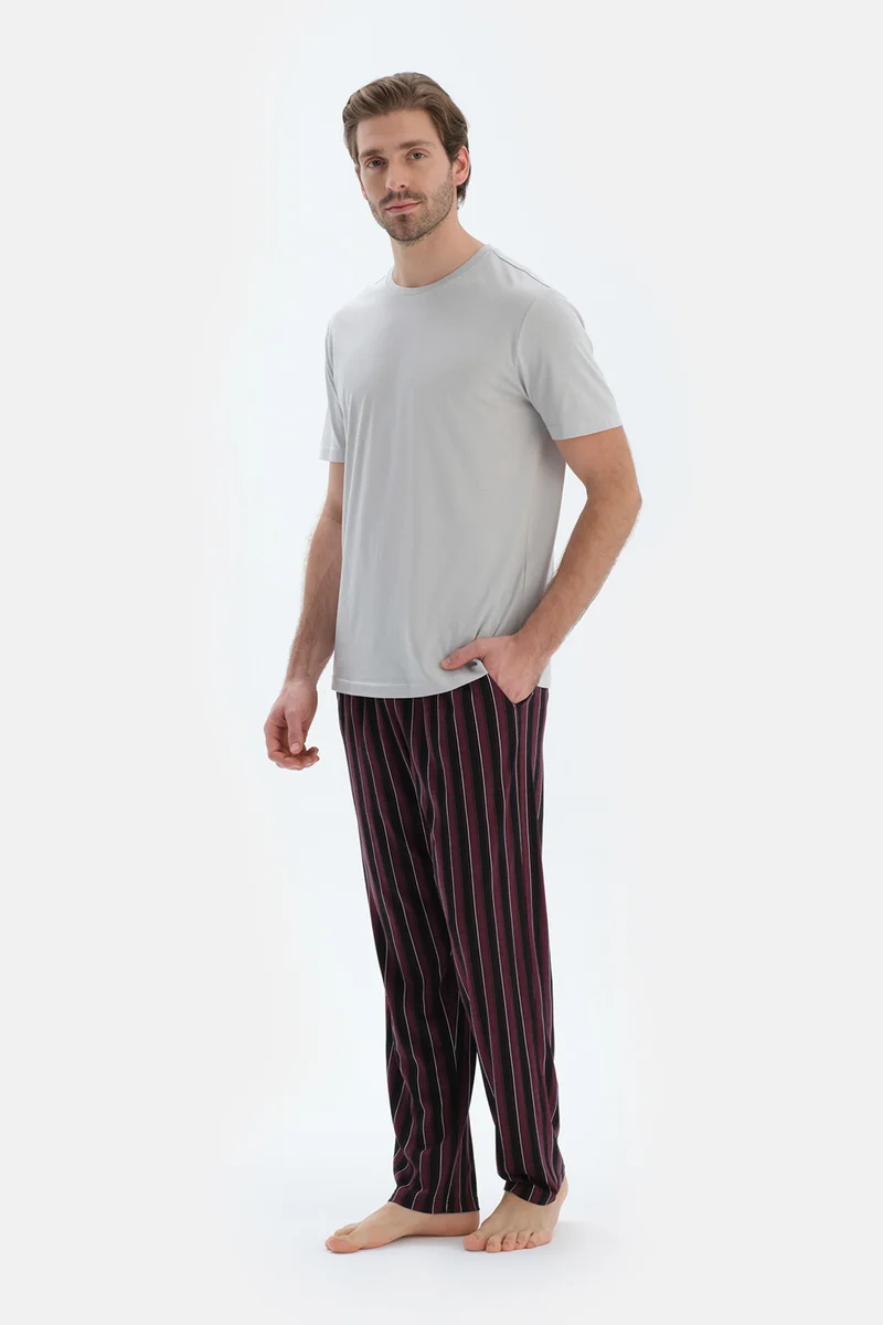 dagi T-shirt & Trousers Pajama Set Crew Neck Cotton Blend Mid Rise Regular/Classic Fit Sleepwear