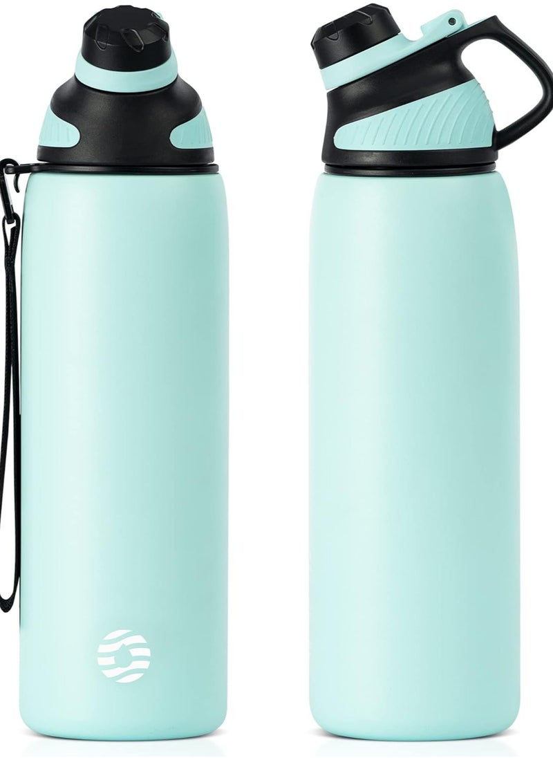 FjBottle - Stainless Steel Water Bottle 1L with Magnetic Lid, BPA Free Insulated Water Bottle, Sports Metal Water Bottle Hot&Cold Drinks Vacuum Flask Leak-Proof for Gym, Work, Travel - Image 1