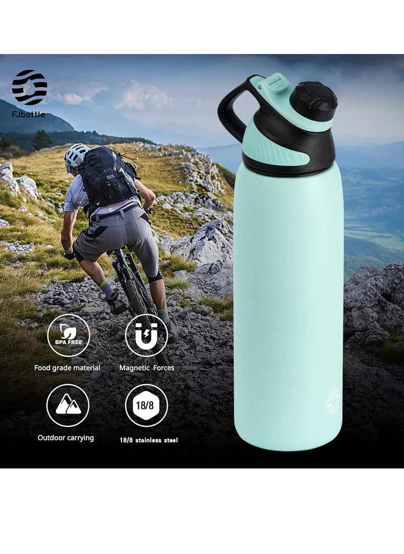 FjBottle - Stainless Steel Water Bottle 1L with Magnetic Lid, BPA Free Insulated Water Bottle, Sports Metal Water Bottle Hot&Cold Drinks Vacuum Flask Leak-Proof for Gym, Work, Travel - Image 1