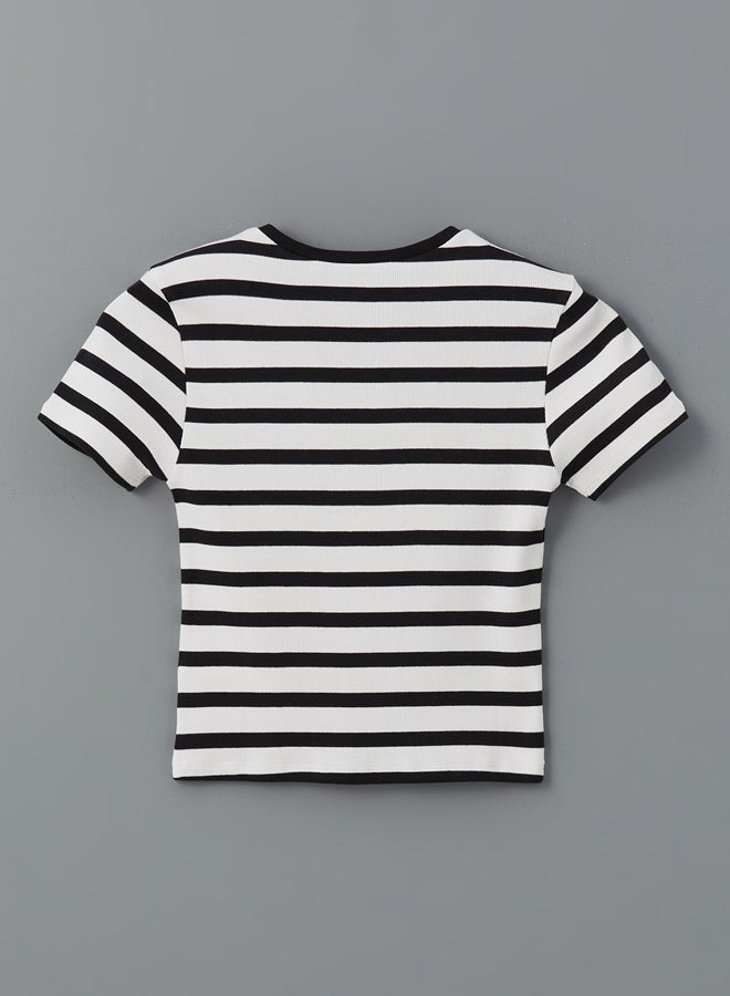 LC WAIKIKI Crew Neck Striped Jersey Women's T-Shirt - Image 4