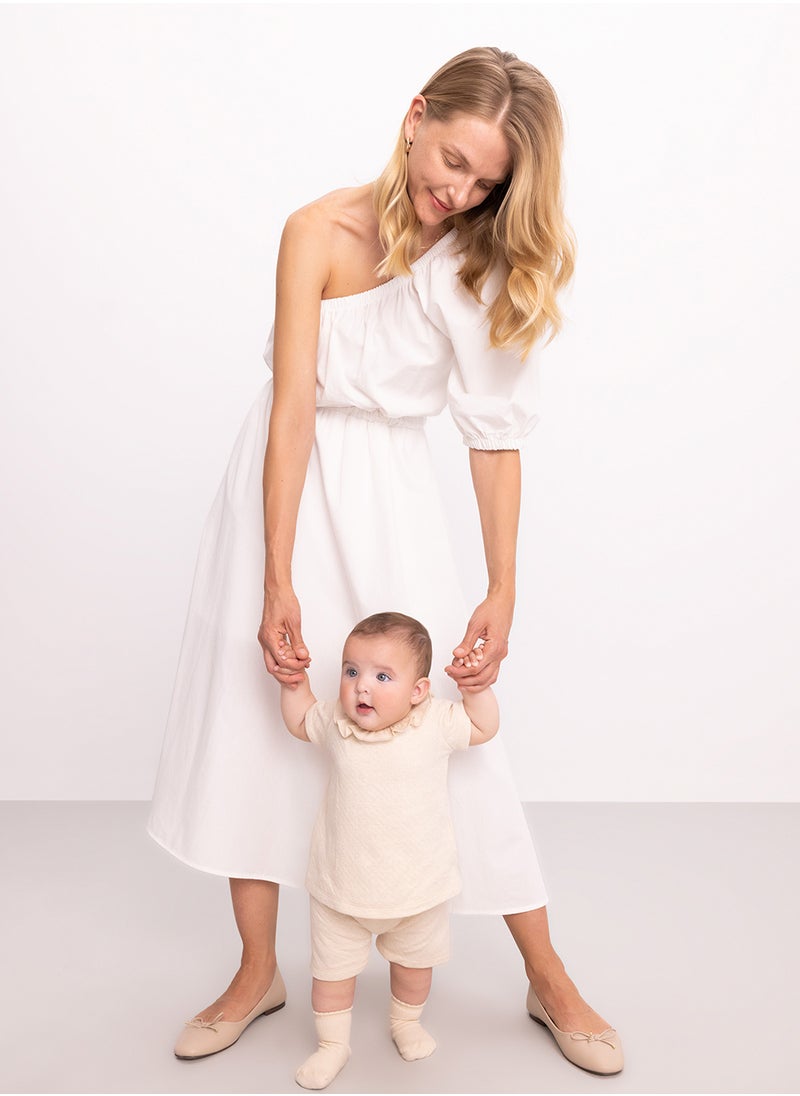 DeFacto Short Sleeve Ruffle Collar Blouse And Shorts 2-Piece Set  - Image 4