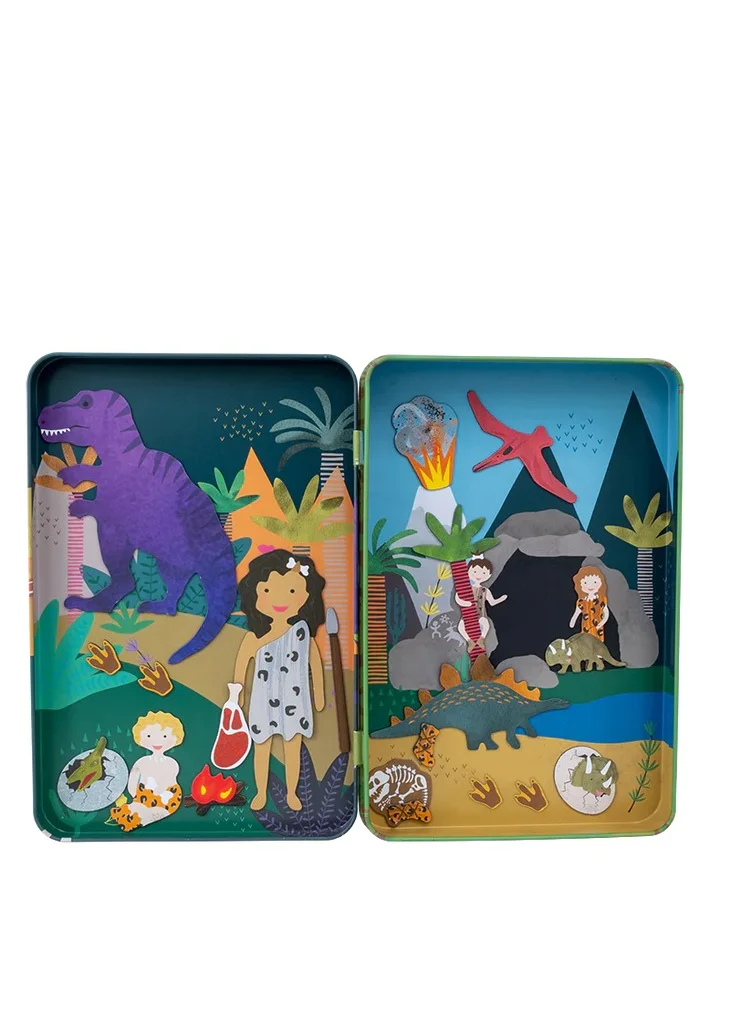 Floss & Rock Dino Magnetic Playtime | Reusable Dinosaur-Themed Magnetic Activity Set for Kids 3+ | Fold-Out Play Scene with Magnets for Imaginative Fun