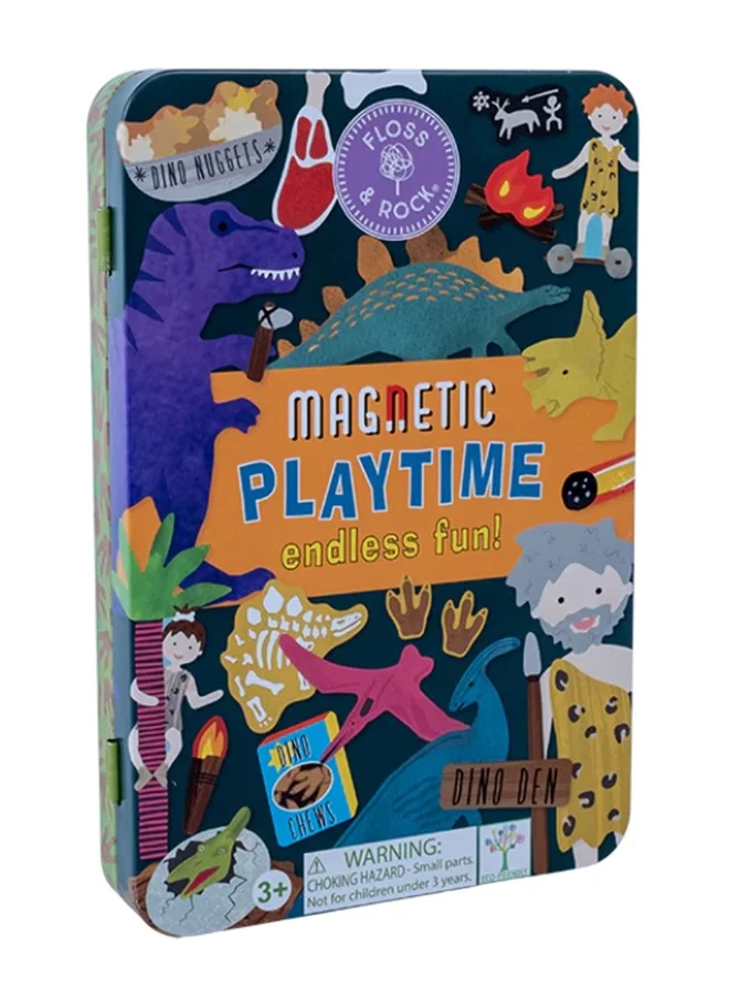 Floss & Rock Dino Magnetic Playtime | Reusable Dinosaur-Themed Magnetic Activity Set for Kids 3+ | Fold-Out Play Scene with Magnets for Imaginative Fun