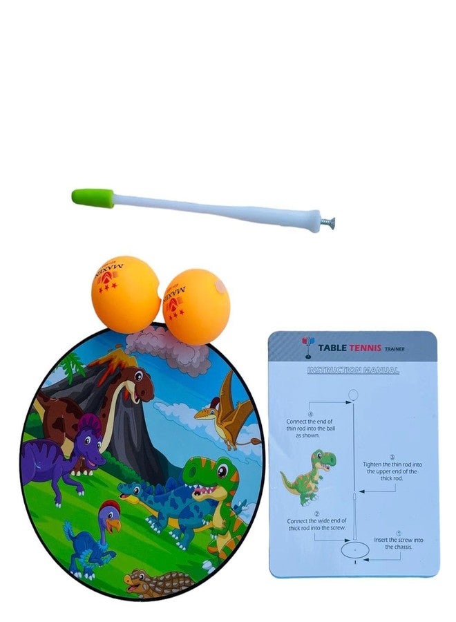 MOROVIK Indoor Outdoor Dino Table Tennis Trainer with 2 Wooden Rackets & 6 Balls | Sports Toy for Teenagers & Kids | Birthday Gift (Green) - Image 3
