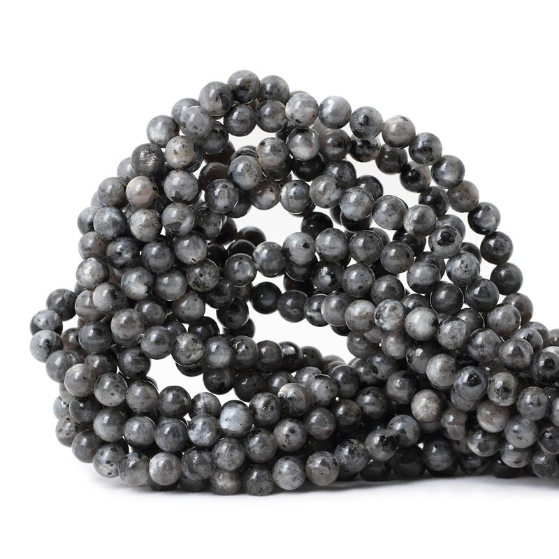 Cheavian 60Pcs 6Mm Natural Black Labradorite Gemstone Round Loose Beads Crystal Energy Stone For Diy Jewelry Making 1 Strand 15"" - Image 1