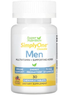 Super Nutrition SimplyOne, Men’s Multivitamin + Supporting Herbs, Wild-Berry, 30 Chewable Tablets 