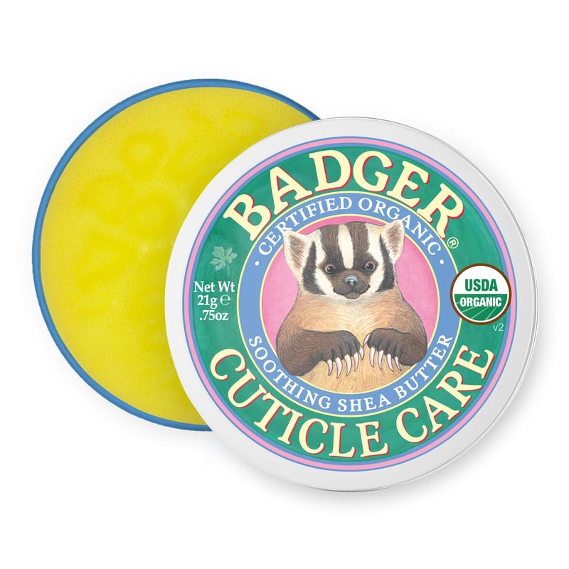 Badger Cuticle Care, 100% Organic Cuticle Cream for Natural Nail Care, Soothe & Restore Dry & Splitting Cuticles, Rich Shea Butter, Light Citrus Scent, .75oz Tin - Image 1