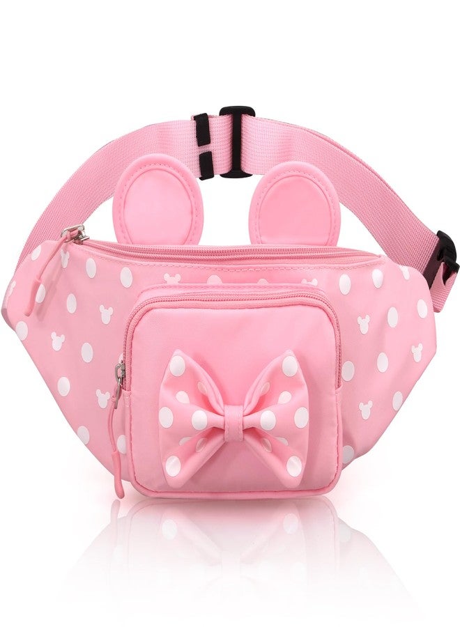 Dksyee Cute Fanny Pack for Travel Fanny Pack Women Waist Pack Teen Girls Mini Mouse Belt Bag Cartoon Fanny Pack Hiking Bum Bags Outdoor Waist Bag with Mouse Ears, Pink, Large, Disney Fanny Pack - Image 1