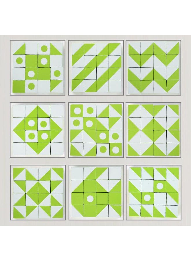 بيبيجو لغزى التجميع الخشبي ثلاثي الأبعاد - لعبة تعليمية للمنطق الرياضي للأطفال، تحدي ذهني يُنشئ بنفسك، لعبة لتفكير مُبدع، كتل خشبية خضراء وبيضاء - Image 4