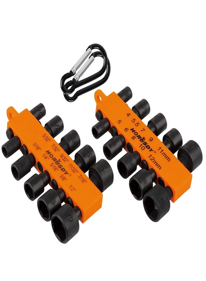 HORUSDY 22-Piece Power Nut Driver Set for Impact Drill, SAE and Metric, 1/4” Nut Driver Hex Keys, Hex Head Drill Bit Set - Image 1