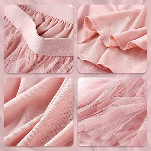 kydely Tulle Skirts for Women Long Length Tutu Fairy Tiered Skirt A Line Mesh Elastic Waist Skirts Pink One Size - Image 5