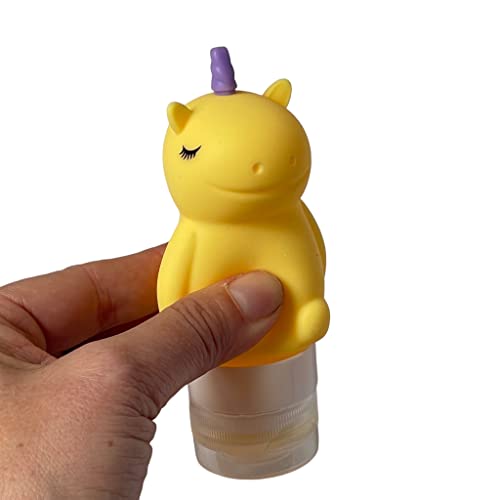 Yumbox Silicone Mini Squeeze Bottles (Set of 3 - Unicorn): Leakproof Condiment Squeeze Bottles, Sauce containers for lunch box, salad dressing bottles with flip cap, easy fill and clean. - Image 3