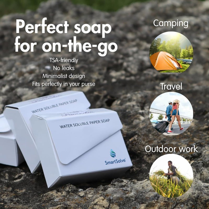 SmartSolve Lavender Scented Soap Sheets (Pack of 5, 50 sheets) - Eco-Friendly, Water-Soluble, Biodegradable, TSA-Friendly Travel Pocket Hand Wash | Cruelty-Free, Alcohol-Free, Gentle on Skin, - Image 4