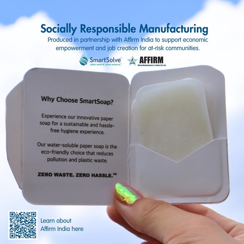 SmartSolve Lavender Scented Soap Sheets (Pack of 5, 50 sheets) - Eco-Friendly, Water-Soluble, Biodegradable, TSA-Friendly Travel Pocket Hand Wash | Cruelty-Free, Alcohol-Free, Gentle on Skin, - Image 5
