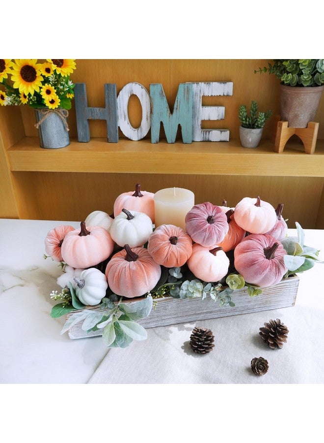 Winlyn 16 Pcs Assorted Artificial Velvet Pumpkins Blush Coral Pink Peach Cream Decorative Fabric Foam Pumpkins for Fall Wedding Baby Shower Thanksgiving Pastel Halloween Wreath Table Décor - Image 5