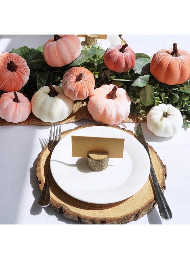Winlyn 16 Pcs Assorted Artificial Velvet Pumpkins Blush Coral Pink Peach Cream Decorative Fabric Foam Pumpkins for Fall Wedding Baby Shower Thanksgiving Pastel Halloween Wreath Table Décor - Image 4