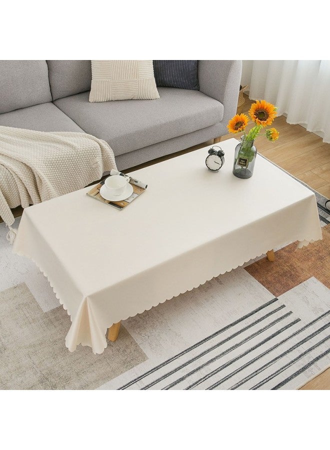 Mingju Tablecloth Coffee Table Cloth Fabric Waterproof Oil-proof Wash-free Antibacterial Tpu Tablecloth Table Mat Dining Table Cloth Beige 90*135cm - Image 2