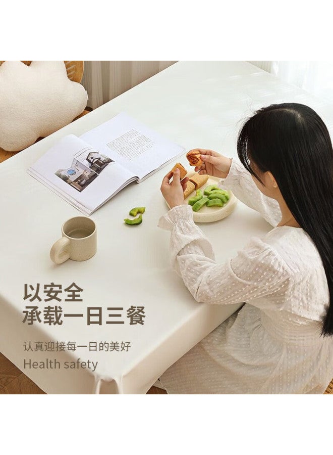 Mingju Tablecloth Coffee Table Cloth Fabric Waterproof Oil-proof Wash-free Antibacterial Tpu Tablecloth Table Mat Dining Table Cloth Beige 90*135cm - Image 1