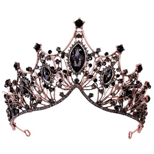 Aceorna Baroque Queen Crowns Crystal Wedding Crowns and Tiaras for Brides and Bridesmaids Rhinestones Prom Festival Costume Crown Pricess Tiara Bridal Hair Accessories for Women (Gorgeous Black) - Image 1
