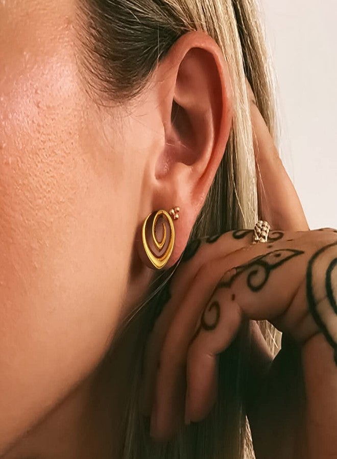 Earblity 2PCS 12mm/1/2 Gold Spiral Saddle Plugs Gauges Tunnels for Stretched Ears, Hypoallergenic 316 Stainless Steel Ear Tunnels Gauges Body Piercing Jewelry for Men Women - Image 3