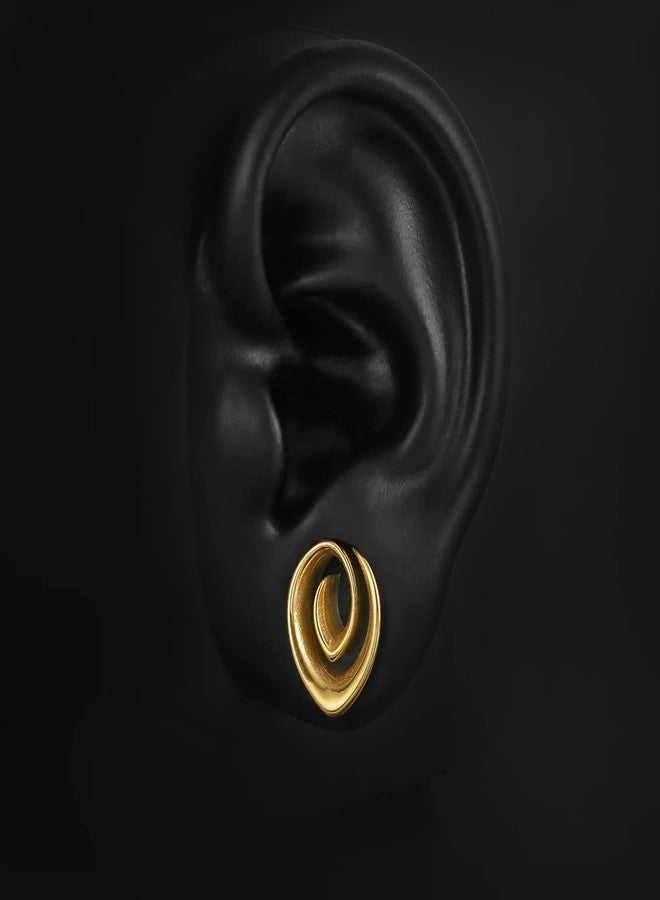 Earblity 2PCS 12mm/1/2 Gold Spiral Saddle Plugs Gauges Tunnels for Stretched Ears, Hypoallergenic 316 Stainless Steel Ear Tunnels Gauges Body Piercing Jewelry for Men Women - Image 5