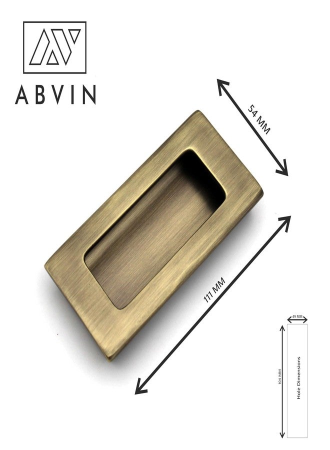 ABVIN Antique Brass Flush Pull Handle, Concealed Recessed Design for Sliding Doors, Cabinets and Drawers, Vintage Style (4.4 inch) - Image 4