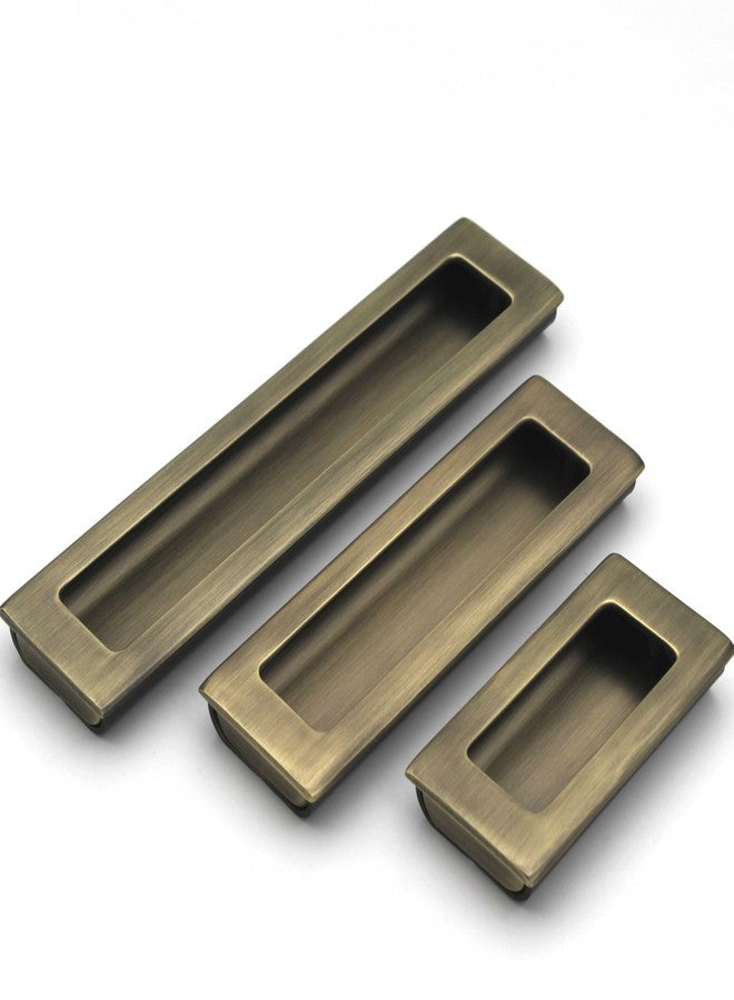 ABVIN Antique Brass Flush Pull Handle, Concealed Recessed Design for Sliding Doors, Cabinets and Drawers, Vintage Style (4.4 inch) - Image 3
