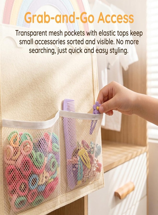 LEHSGY Rainbow Kids Hair Accessory Organizer Wall Hanging, LEHSGY Multi-Compartment Hanging Storage Bag for Hair Clips, Hair Ties, Headbands, Hair Bows,Space Saving Organizer for Girls Bedroom, Nursery - Image 4