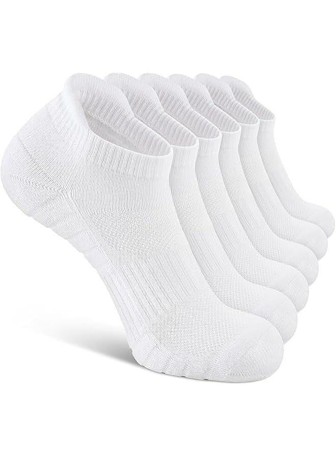 TRASSLE 6 Pack Men's Cushioned Ankle Socks, Athletic Socks with Cushion Low Cut Socks, Ankle Mid Crew Moisture Wicking Socks 6 Pairs, Sports Socks for Women Men  - Image 1