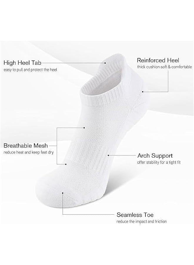 TRASSLE 6 Pack Men's Cushioned Ankle Socks, Athletic Socks with Cushion Low Cut Socks, Ankle Mid Crew Moisture Wicking Socks 6 Pairs, Sports Socks for Women Men  - Image 2