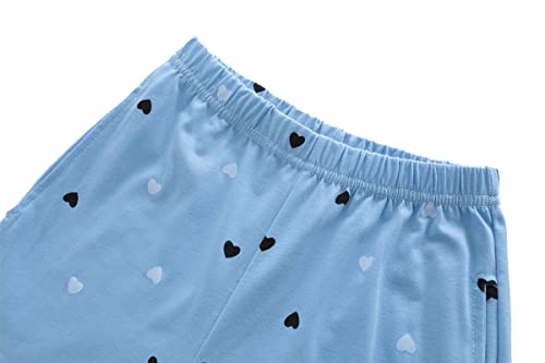 MyFav Girls' Comfy Sleepwear Hearts Shape Pajama Set Sweet Dream Leisure Nighty (1-Blue, 6 Years) - Image 4