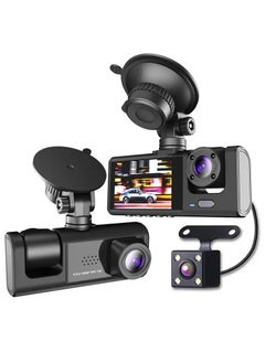 YOMYM YOMYM Dash Cam, Front and Rear Triple Lens Dash Cam 1080P Full HD Car Dash Cam with Iris G Sensor, Night Vision Loop Recording 170° Wide Angle  - Image 1
