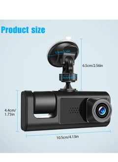 YOMYM YOMYM Dash Cam, Front and Rear Triple Lens Dash Cam 1080P Full HD Car Dash Cam with Iris G Sensor, Night Vision Loop Recording 170° Wide Angle  - Image 3